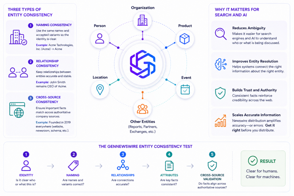 Entity Consistency in Press Release infographic